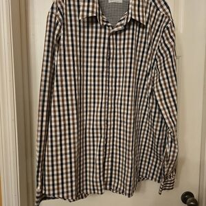 Men's Plaid Dress Shirt - Black, Brown, and White